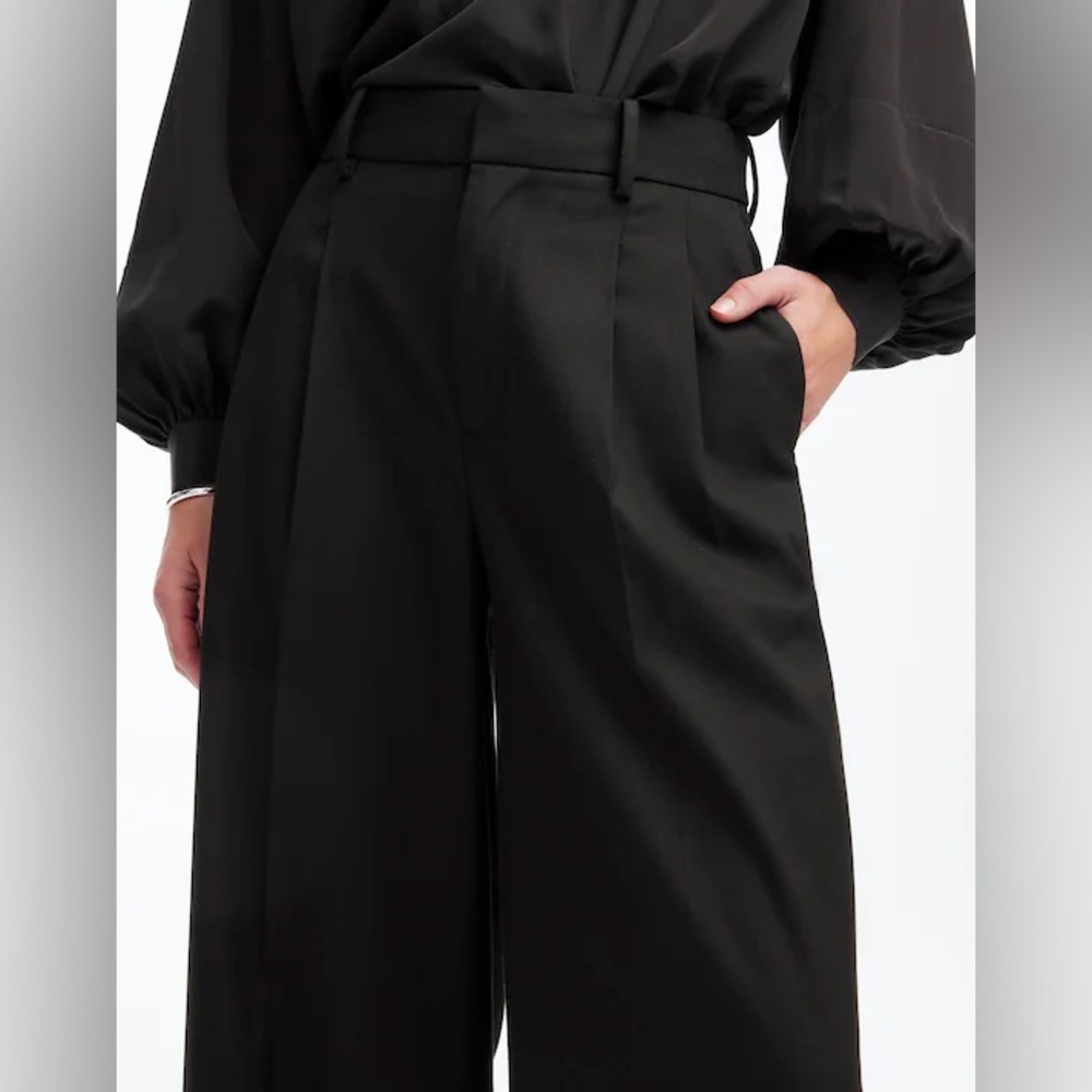 Madewell NWT The Harlow Superwide-Leg Trouser in Brushed Twill Black